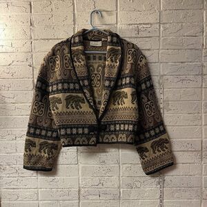 Multicolor Flashback vintage tapestry Cropped blazer Medium